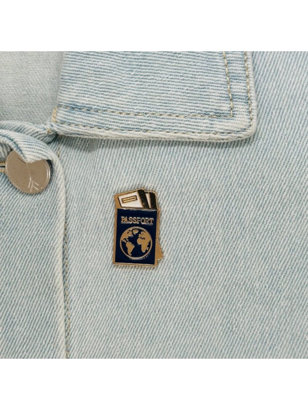 ✨Enamel Pin Passport Travel & Places Jewelry Brooch Gold Blue Icon Cartoon Fly✨
